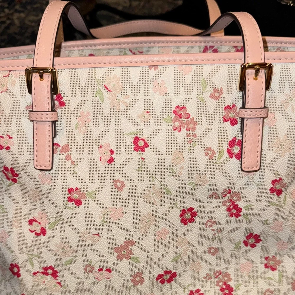 Michael Kors Pink Floral Tote Bag - Picture 6 of 9